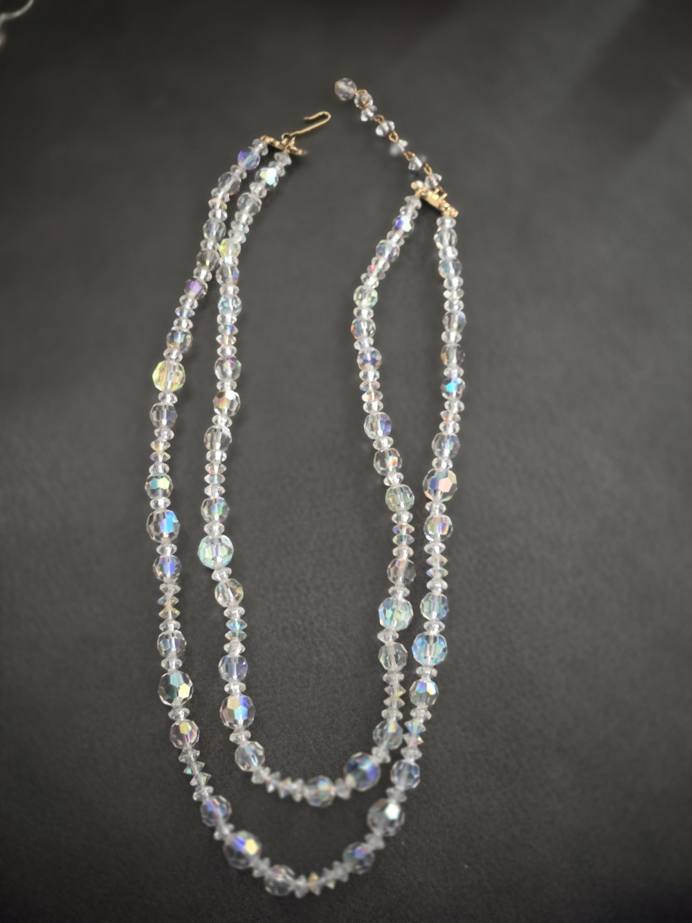 Clear Crystal Double-Strand Necklace with Aurora Shine